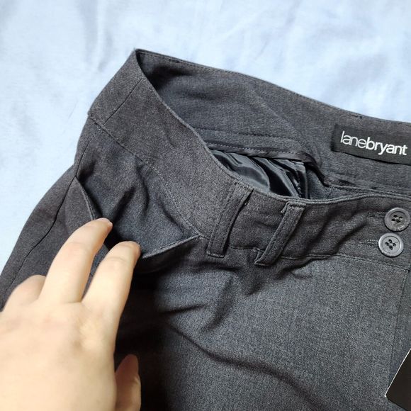 NWT Lane Bryant Plus Size 14 Classic Trouser Pants Gray Nipped at Knee Wider Leg - Picture 3 of 12